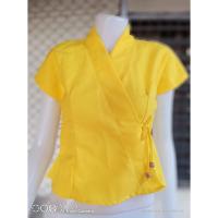 ราคา เสื้อพื้นเมืองสีเหลืองผูกเชือกด้านข้างป้ายหน้า (8918195963)