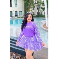 ราคา ชุดว่ายน้ำสาวอวบอ้วน เสื้อแขนยาว กระโปรง ลายแฟนซี (21317997446)