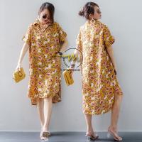 ราคา 3165 MondLune ชุดเดรสเชิ้ต คอปก แขนสั้น แต่งอินทนูแขน กระเป๋าหน้า หน้าสั้นหลังยาว ผ้าป่านคอตต้อน ผ้าเบา ใส่สบาย (16901137092)