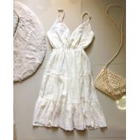 ราคา รวมมินิเดรส เดรสสั้นผ้าฝ้ายนิ่ม เดรสขาวไปทะเล ชุดไปทะเล เดรสสีขาว (18681038544)