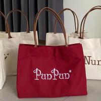 ราคา โปรโมชั่นฟรีริบบิ้น กระเป๋าปักชื่อ ผ้าแคนวาส กระเป๋าผ้า minimal Vintage ของขวัญ งานตัดเย็บในไทย (20578120930)