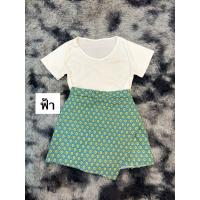ราคา NT719 เซ็ทผ้าถุงสงกรานต์2ชิ้นเสื้อยืด กางเกงกระโปรงผ้าถุง สาวอวบ (21508605283)