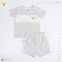 ราคา Elegant Kids ชุดเด็กผู้ชาย 9 18 เดือน เสื้อสีทูโทนขาวและเทา ชุดใส่ไปเที่ยวเด็กสไตล์เกาหลี เสื้อยืดคอกลมแขนสั้น กางเกงขาสั้น (21540590729)