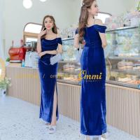 ราคา 5024 ชุดราตรี สายเดี่ยวคอถ่วง พรางแขน แต่งระบายตรงผ่า งานมีฟองน้ำ ผ้ากำมะหยี่ยืดหยุดตามตัว ฟรีไซด์ ommishop new (19372892153)