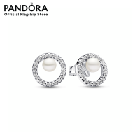 ราคา Pandora Sterling silver stud earrings with white treated freshwater cultured pearl and clear cubic zirconia (21405778629)