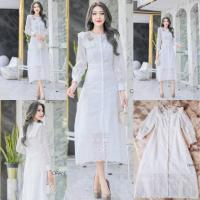 ราคา พร้อมส่ง S 2XL ป้าย Orange Juice เดรสยาว เดรสฉลุ ปักดอกไม้ ชุดไปทำบุญ งานสวยมาก (16639913846)