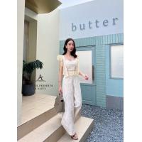 ราคา ABIGAIL BRAND ABG006 ชุดเซต2ชิ้น เสื้อสายเดี่ยวปักลาย แมทช์กับ กางเกงลูกไม้ขายาวทรงเอวสูง (21410416527)