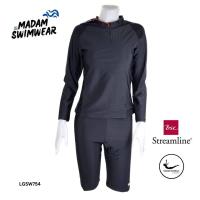 ราคา Size SMLXL ชุดว่ายน้ำแขนยาว กางเกง สีดำ ของ Bsc streamline กันยูวี (18920467265)