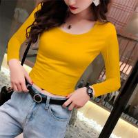 ราคา เสื้อตัวในแบบสั้นสีส้มเสื้อเอวสูงใส่ด้านนอกแขนยาวฤดูร้อนสำหรับผู้หญิงเสื้อยืดเอวลอยเข้ารูปต้นฤดูใบไม้ร่วงสีส้มแบบใหม่แฟชั่น (15869041898)