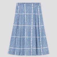 ราคา UNIQLO กระโปรงผ้าคอตตอน ขา4ส่วน มีลาย MARIMEKKO DENIM LONG SKIRT (19160495260)