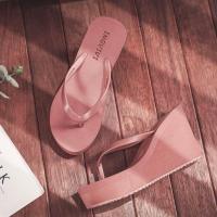 ราคา ns พร้อมส่ง รองเท้าแตะส้นสูง 4 นิ้ว รองเท้าชายหาดส้นเตารีดสำหรับสตรี (19939595696)