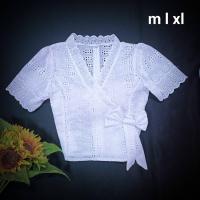 ราคา เสื้อฉลุลูกไม้สีขาวบริสุทธิ์แขนสั้นว้ายซ้ายมา size m l XL พร้อมส่งสินค้างานตรงปกค่ะ (19636188601)