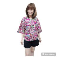 ราคา เสื้อเบลาส์ เสื้อผ้าป่านเนปาล คอกลม ขนาดรอบอก 38 43 นิ้วฟรีไซส์ (21447166070)