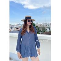 ราคา Mini dress เสื้ออัดพลีท เสื้ออัดพลีทแขนยาว ผ้าชีฟอง อัดพลีทชีฟอง อัดพลีทหลากสี คอปกพลีท (18170976076)