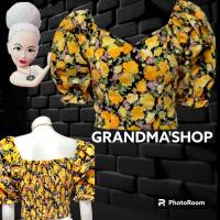 ราคา เสื้อครอปแขนตุ๊กตา เสื้อครึ่งตัว รุ่นพื้นดำลายดอกกุหลาบ (19527777442)