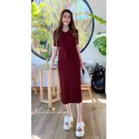 ราคา เดรสอัดพลีท คลุมท้องได้ ผ้าดีมาก คอกลม คอวี (21172647823)