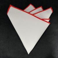 ราคา ผ้าเช็ดหน้าสูท Pocket Square ผ้าสีพื้นขาว ขอบสี (21263199215)