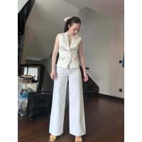 ราคา LDPA9 67216 กางเกงยีนส์ทรงกระบอก สีขาว off white เส้นใยฝ้าย cotton organic 100 (21449789998)