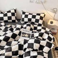 ราคา ผ้าปูที่นอน รัดมุม รวมผ้านวม ลายตาราง ลายตารางสีขาวดำ ลายขาวดำ ครบเซ็ต 6 ชิ้น ผ้านุ่มสบาย ซักง่ายแห้งเร็ว ขนาด 3 5 5 6 ฟุต (19223654261)