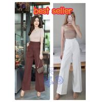 ราคา กางเกงผู้หญิง ขากระบอก เอวสูง ขอบเอวแต่งกระดุม 2 เม็ด ผ้าเปเป้ มีสีน้ำตาลช็อกโกแลต สีขาว สีดำ มีไซส์ s m l XL (9514397429)