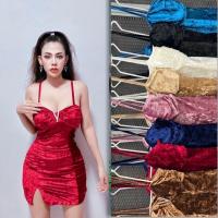ราคา ชุดพีอาร์ เดรสผ้ากำมะหยี่ลายน้ำ เสริมฟองน้ำทรงสวย (20566744585)