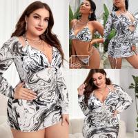 ราคา ชุดว่ายน้ำ สาวอวบ สาวอ้วน 0xl 4xl ทรงเดรสยาวแขนยาว ผ้าพิมลายกราฟฟิค (21021525206)