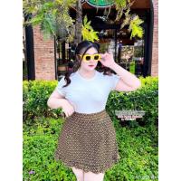 ราคา สาวอวบ กระโปรงกางเกงสาวอวบ กระโปรงกางเกง ลายไทย แต่งชายระบาย ใส่สงกรานต์ เอว 30 32 34 36 38 (21477478582)