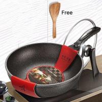 ราคา กระทะเทฟล่อน กระทะเคลือบหินอ่อน 8 ชั้น ขนาด 32 cm กระทะเคลือบ Non stick กระทะก้นลึก กระทะหิน ไม่ติดกระทะ ร้อนเร็ว ช่วยประหยัดแก๊สและไฟฟ้า พร้อมฝาปิด (10816745823)