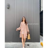 ราคา Dress shirts เดรสเชิ้ต เสื้อคลุมกระดุมหน้า ผ้าสลาฟพริ้วสวย (19104149365)