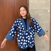ราคา เสื้อคลุมผ้าฝ้ายย้อมครามม่อฮ่อมเสื้อคลุมยูกาตะ แต่งขอบด้วยผ้าชินมัยฟอกสโตนวอช เสื้อคลุมผ้าฝ้าย เสื้อคลุมผ้าพื้นเมือง (21140293541)