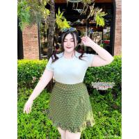 ราคา สาวอวบ กระโปรงกางเกงสาวอวบ กระโปรงกางเกง ลายไทย แต่งชายระบาย ใส่สงกรานต์ เอว 30 32 34 36 38 (21477478584)