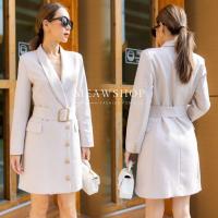 ราคา เดรสสูทแขนยาว เข็มขัด เข็มกลัด SML เดรสสูท ชุดทำงานผู้หญิง ชุดออกงาน ชุดไปงาน Blazer สูทแฟชั่น ชุดสาวออฟฟิศ jry (21376511755)