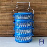 ราคา ปิ่นโตสีแดงและน้ำเงิน สกรีนลายดอกซากุระ ขนาดกว้าง 14 ซม มีทั้ง 2345 ชั้น เป็นงาน Handmade ระยะเวลาจัดส่งอาจนานกว่าปกติ (14288932422)