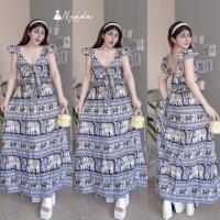 ราคา Set2ชิ้น ชุดเซทลายช้าง เซทเสื้อครอปดอลลี่ กระโปรงยาวขนมชั้น (21477085404)