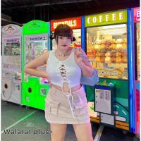 ราคา เสื้อกล้ามสาวอวบ สานอก ผูกเชือก สีสันสดใส เสื้อกล้ามสาวอวบอ้วน (20512923568)