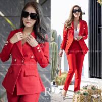 ราคา เซ็ทสูท2ชิ้นกระดุมทอง สวยหรู ดูแพง แพทเทริน์เป๊ะมากๆ คัตติ้งเนี๊ยบ (19847746617)