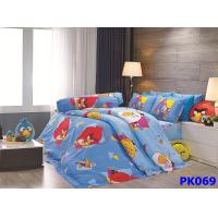 ราคา ผ้าปูที่นอน พรีเมียร์ ซาติน Premier Satin รหัสสินค้า PK069 ลายแองกี้เบิร์ด สีฟ้า Angry Bird ขนาด 3 5ฟุต 5ฟุต และ 6 ฟุต สำหรับที่นอนสูง 11 นิ้ว กันไรฝุ่น (4392918637)