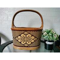 ราคา ตะกร้าหวายทรงเหลี่ยมรี ลายดอก สีม่วง ขนาดใหญ่ L (20613597424)