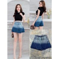 ราคา 5727 กางเกงกระโปรงยีนส์สั้นผ้าด้านฟอกสีโทนทูดีไซร์แบบน่ารัก ความยาว14นิ้ว ผ้าเกรดดี (19467801795)