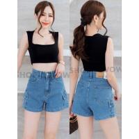 ราคา wow907กางเกงยีนส์ขาสั้นผ้าไม่ยืดเอวสูงงานป้ายwowสวยมากใส่สวยใส่สบาย (19467713690)
