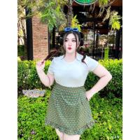 ราคา สาวอวบ กระโปรงกางเกงสาวอวบ กระโปรงกางเกง ลายไทย แต่งชายระบาย ใส่สงกรานต์ เอว 30 32 34 36 38 (21477478586)