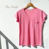 ราคา เสื้อยืดคอวีมีกระเป๋า เนื้อผ้าสลาฟ อก 36 ยาว 24 (19941624080)