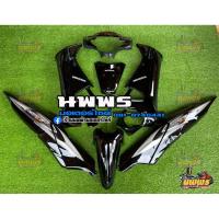 ราคา ชุดสีเวฟ125i เวฟ125s WAVE125i WAVE125S ไฟเลี้ยวบังลม ครบชุด 14 13 ชิ้น พร้อมสติ๊กเกอร์ สีดำเงา (20878295541)