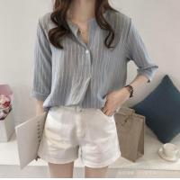 ราคา เสื้อทำงานแขน 3 ส่วน เสื้อทำงานสาวออฟฟิศ เสื้อสาวร่างอวบ ชุดทำงานผู้หญิง เสื้อใส่สบาย (18710594022)