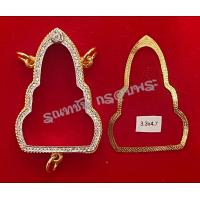 ราคา กรอบฝังเพชรแท้พับหลังเลี่ยมกันน้ำ เนื้อทองเหลืองนอกผสมเนื้อสตางค์ ชุบน้ำทองแท้18k ไม่ลอกไม่ดำ งานแกะมือทำมือทั้งใบ (17034562273)