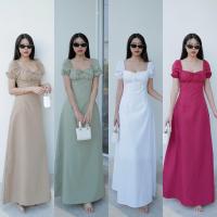 ราคา เดรสยาวแขนตุ๊กตาแขนสั้น ช่วงอกจับจีบแต่งด้วยเชือกผูกโบว์เล็ก ช่วงแขนเสื้อสามารถนิดได้ เนื้อผ้าสบายๆไม่หนาอยู่ทรง น่ารักสุดๆ ONLY INTUON 4สี ขาว น้ำตาล เขียว แดง 3size S32 33 26 38 M34 35 28 40 L36 37 