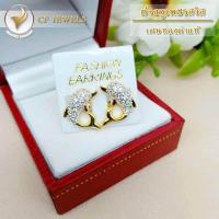 ราคา ต่างหูเพชรสวิส เศษทองคำแท้ 1 คู่ (513732156)
