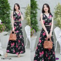 ราคา ME17724 Set 2 ชิ้น เสื้อครอปผูกไหล่ลายดอกกุหลาบออตโต้เลนิน สายผูกเองปรับระดับได้ ตัดต่อขอบเอวจั้ม มีซิปด้านข้าง กระโปรงยาวเอวยางยืดด้านหลัง ตัดต่อระบายชายกระโปรง มีซัปใน งานใส่แล้วออกมาแล้วสวยน่ารักสด