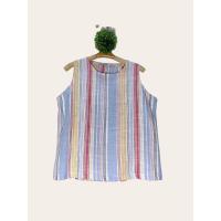 ราคา เสื้อแขนกุดผ้าลินินญี่ปุ่นลายทาง สีพาสเทล อก 40 ยาว 23 (19368725011)