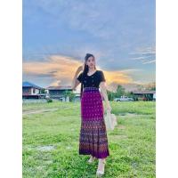 ราคา กระโปรงหางปลาผ้าฝ้ายพิมพ์ลายจีบทวิสล่างลายไทยสวยเรียบหรูดูดีเอวยืดใส่สบายก่อนยืด27 ยืดสุด36สะโพก42เก็บทรงด้านล่างจีบทวิสใส่ทำงานใส่ออกงานใส่ได้โอกาสเก็บสะโพก (17449438704)